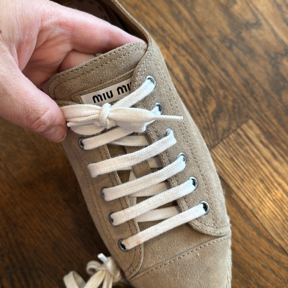 Miu Miu Deserto Suede Espadrille Platform Sneakers - Picture 9 of 16